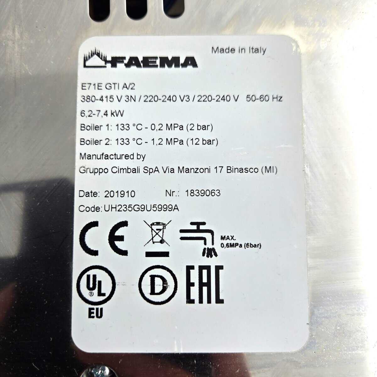 Siebträger-Espressokaffeemaschine Faema NEU – Bild 6