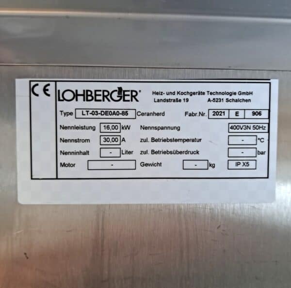 Ceran Kochherd Lohberger 400V 16 kW 30A I CHF 4'990 – Bild 6