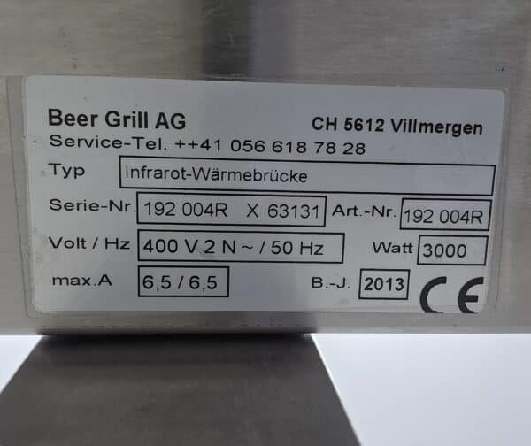 Infrarot Wärmebrücke Beer B 182 x T 39 x H 42 cm 400V, 3000W – Bild 7