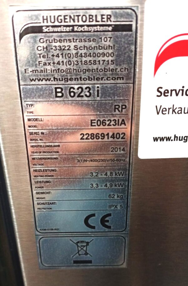 Kombidämpfer Hugentobler 6x GN 2/3, 400V, 4.9kW, B 68.5 x T 64 x H 62 cm  – Bild 3