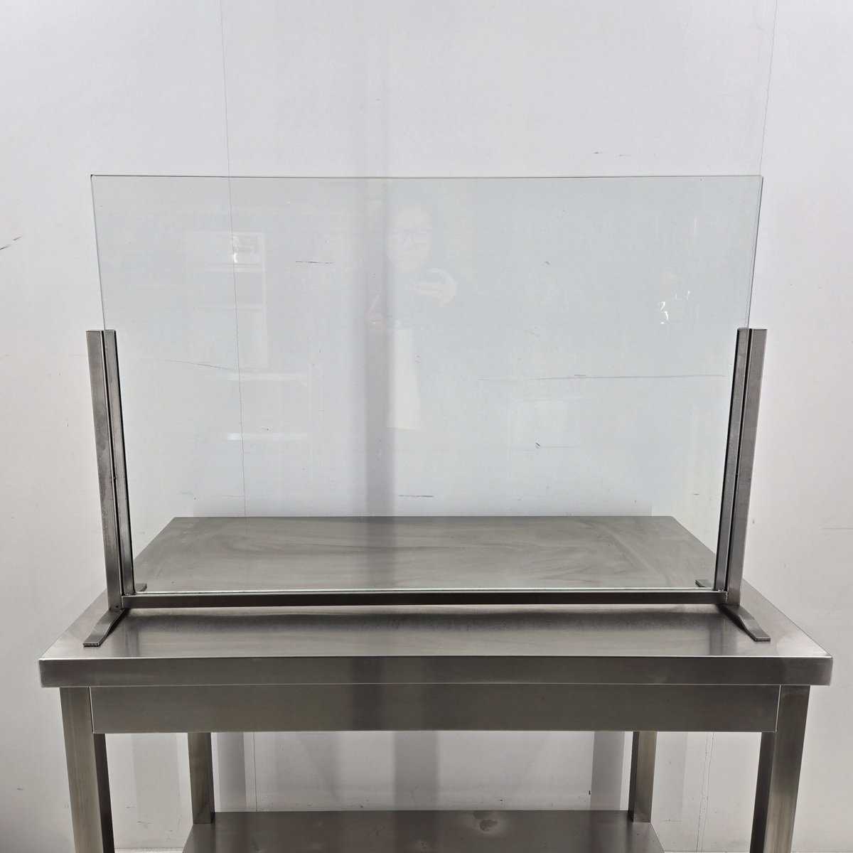 Spritzschutz I Spuckschutz Glas/Edelstahl, B 90 x T 12 x H 60 cm, 8 mm