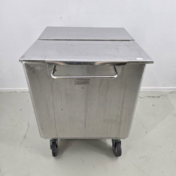 Mehlwagen I Zutatenwagen Edelstahl mit Haltegriff und Deckel, B 50 x T 55 x H 64 cm, 176 l