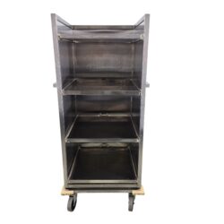 Spülkorbwagen Edelstahl für 4 Etagen ausziehbar, B 66 x T 66 x H 147 cm