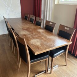 Tisch Eiche dunkel mit Metallgestell, B 120 x T 80 x H 75 cm