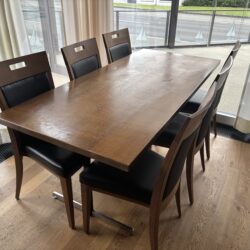 Tisch Eiche dunkel mit Metallgestell B 180 x T 80 x H 75 cm