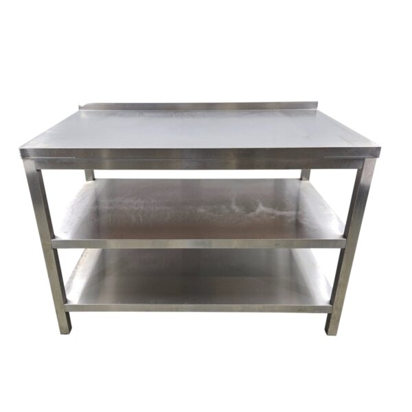 Arbeitstisch Edelstahl mit 2 Tablar B 120 x T 70 x H 83 cm