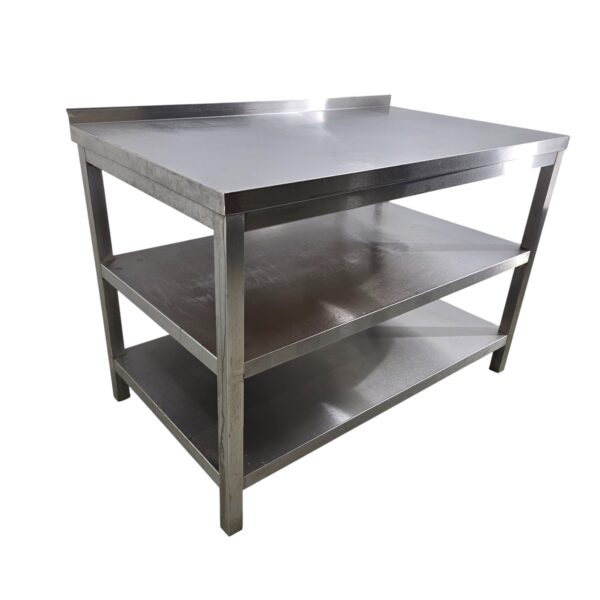 Arbeitstisch Edelstahl mit 2 Tablar B 120 x T 70 x H 83 cm – Bild 2