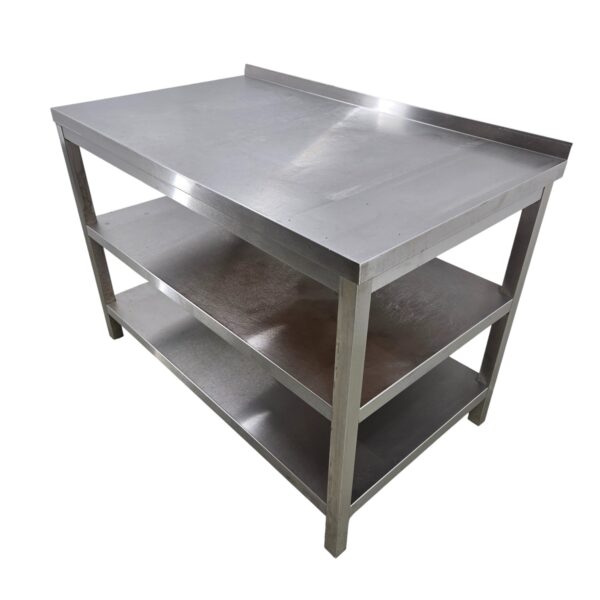 Arbeitstisch Edelstahl mit 2 Tablar B 120 x T 70 x H 83 cm – Bild 3