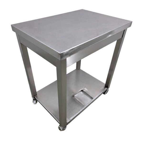 Arbeitstisch Edelstahl mit Zwischenboden auf Rollen  B 70 x T 50 x H 78 cm – Bild 3