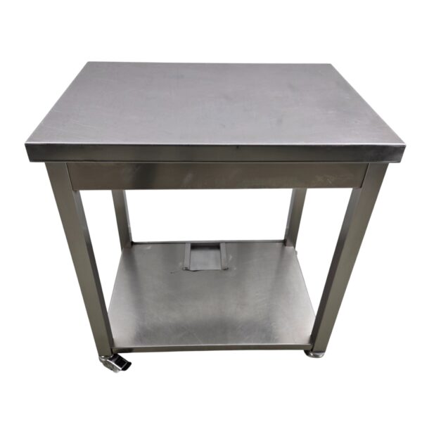 Arbeitstisch Edelstahl mit Zwischenboden auf Rollen  B 70 x T 50 x H 78 cm