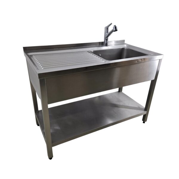 Spültisch Edelstahl mit 1 Spülbecken inkl. Küchenarmatur B 120 x T 60 x H 85 cm – Bild 2