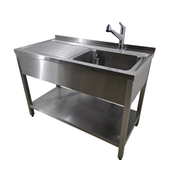 Spültisch Edelstahl mit 1 Spülbecken inkl. Küchenarmatur B 120 x T 60 x H 85 cm – Bild 3