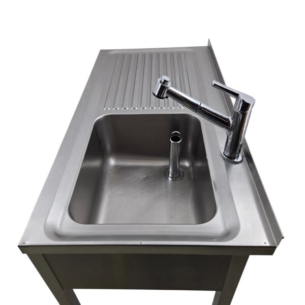 Spültisch Edelstahl mit 1 Spülbecken inkl. Küchenarmatur B 120 x T 60 x H 85 cm – Bild 6