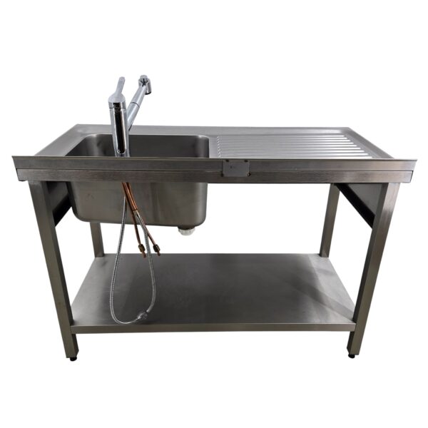 Spültisch Edelstahl mit 1 Spülbecken inkl. Küchenarmatur B 120 x T 60 x H 85 cm – Bild 8