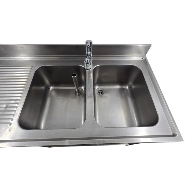 Spültisch Edelstahl mit 2 Spülbecken inkl. Küchenarmatur, B 160 x T 70 x H 86 cm – Bild 5