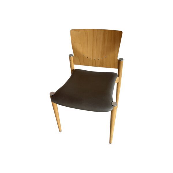 Stuhl stapelbar Holz/Kunstleder grau