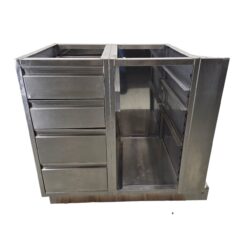 Unterbauschrank Edelstahl mit 4 Schubladen und 1 offenes GN 1/1 Fach, B 80 x T 66 x H 86 cm