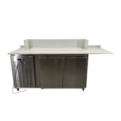 Kühltisch Bäckernorm, 2 Türen, mit Arbeitsplatte Marmor weiss