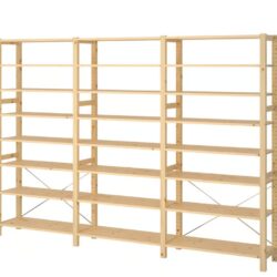 Regal Massiv Kiefernholz, B 345 x T 50 x H 226 cm