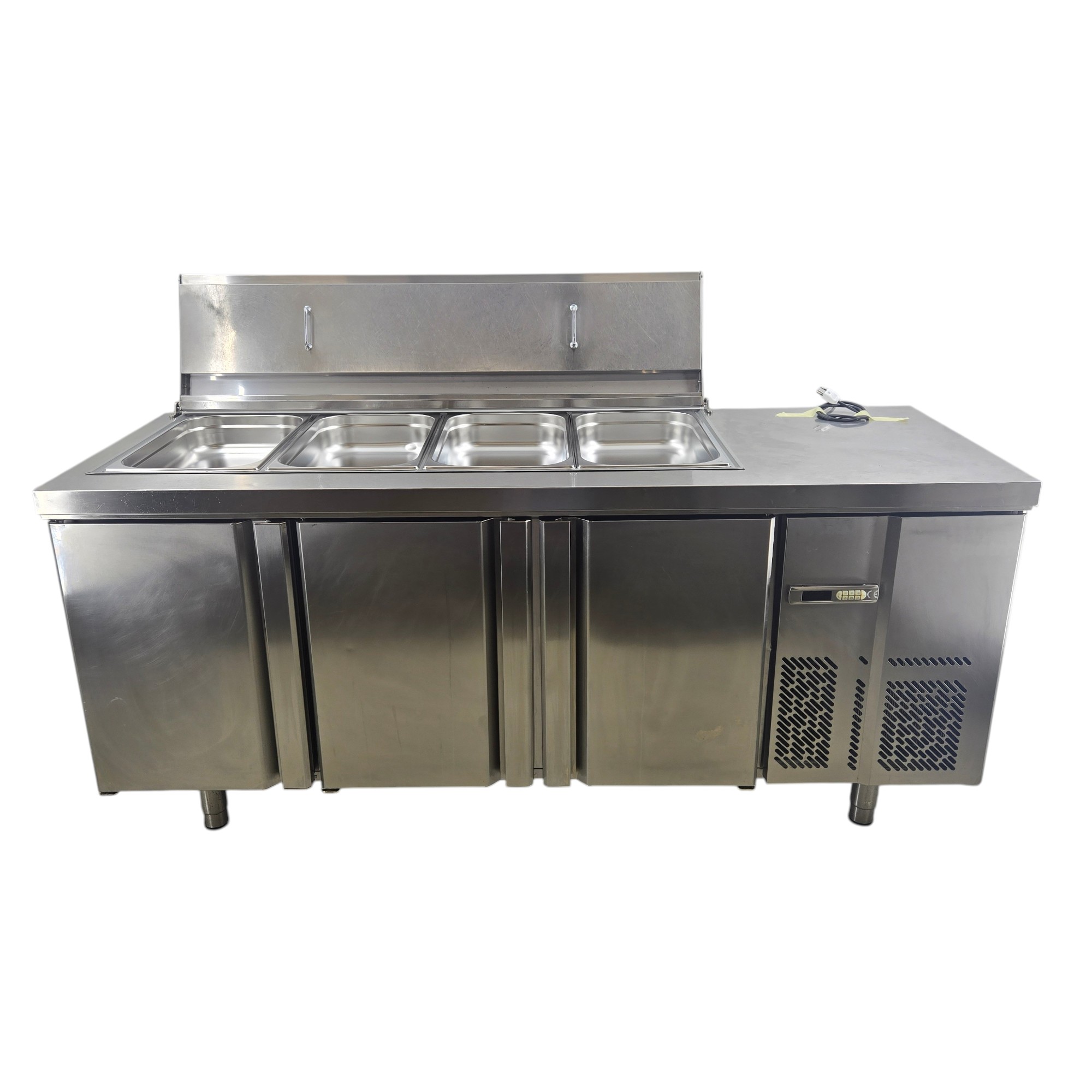 Saladette 4x GN 1/1, 3 Flügeltüren GN 1/1, B 196 x T 70 x H 66 cm