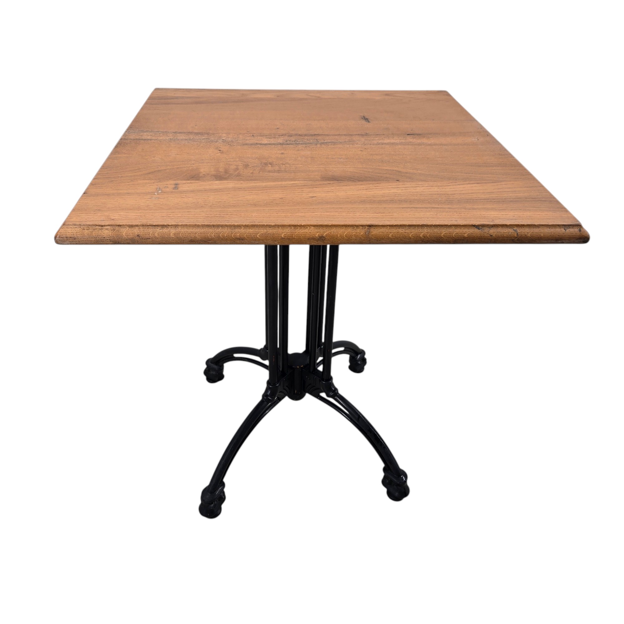 Tisch Massivholz mit Gusseisenbein, B 70 x T 70 x H 73 cm