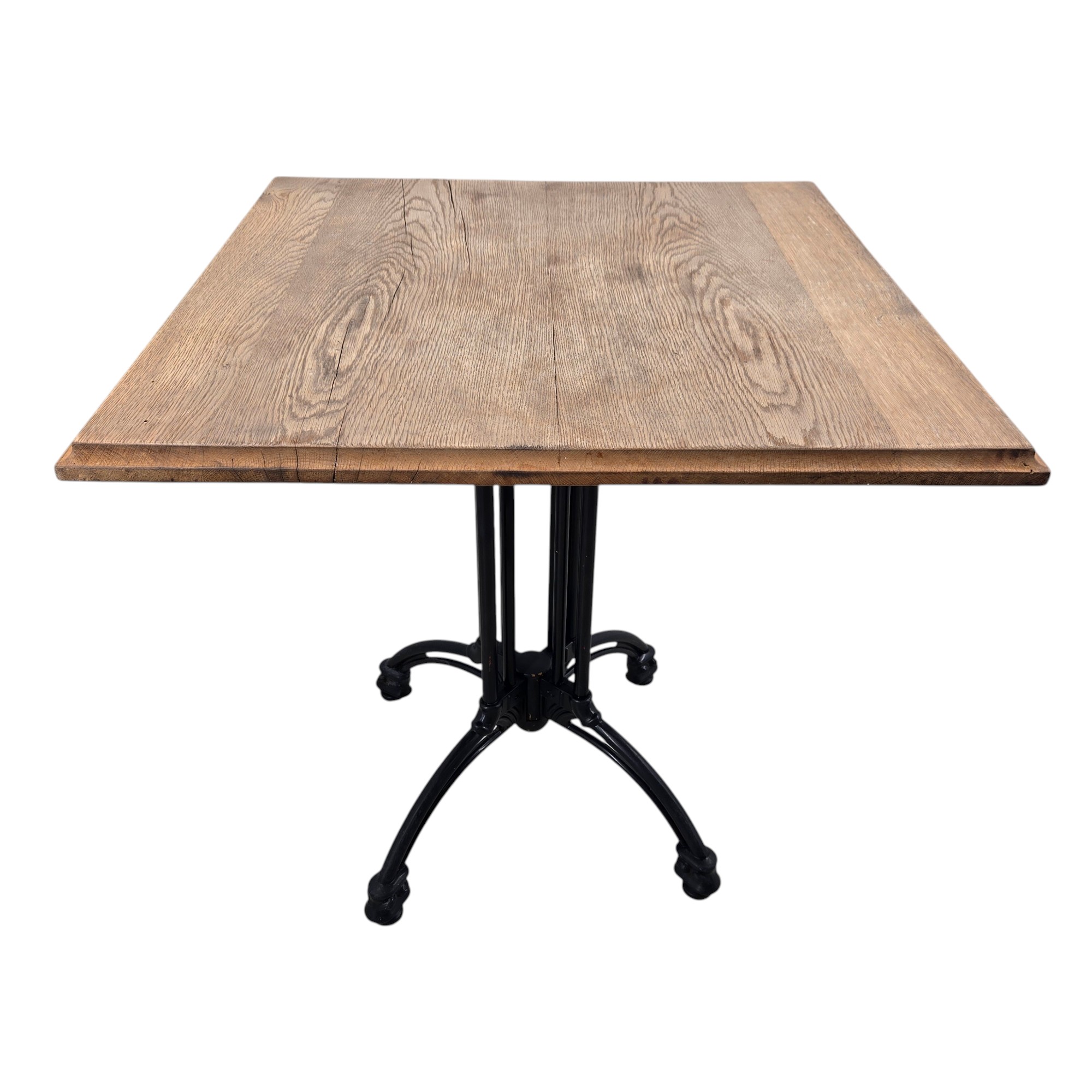 Tisch Massivholz mit Gusseisenbein, B 75 x T 70 x H 73 cm