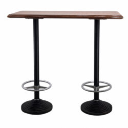 Bartisch Holz mit Gusseisengestelle, B 140 x T 42 x H 112 cm