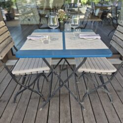 Gartentisch klappbar Metall blau 2er, B 75 x T 75 x H 75.5 cm